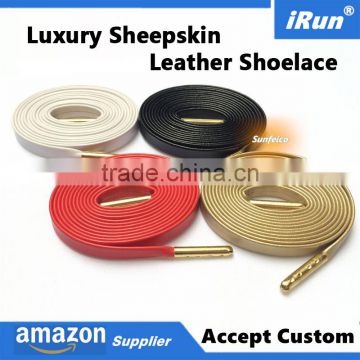 Official Flat Sneaker Leather Metallic Laces Soft Italian Sheepskin Shoelaces for Luxurious Leather Sneaker - Accept Custom