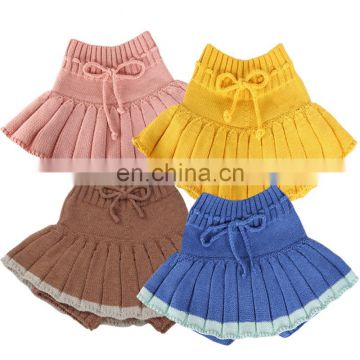 2020 Autumn Winter Cotton Girls Super Soft Knitted Skirts Baby Skirt 1-6Yrs Girl Skirt Candy Colors Pleated Mini Skirt Shorts