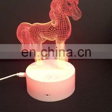 Hot selling unicorn illusion 3D Led night light Kids table lamp
