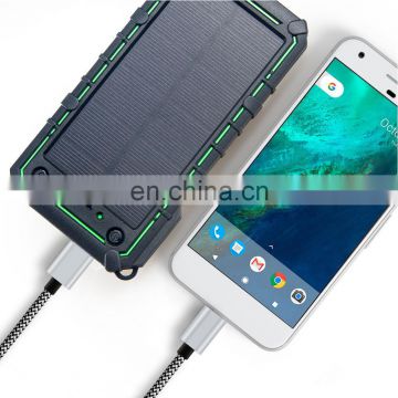 New Phone charger Waterproof Portable Solar Power Bank 10000mah with LED Light solar charger