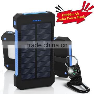 waterproof portable battery charger, 10000mah solar power bank OEM factory wholesale