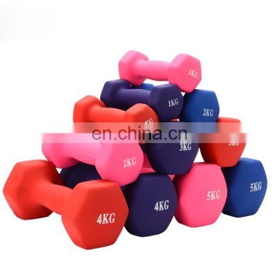 Customized weight indoor adult fitness equipment Neoprene hexagonal dumbbell set LBS dumbbell