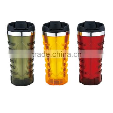 450ml stainless steel leakproof tumbler with plastic outer stainless steel inner