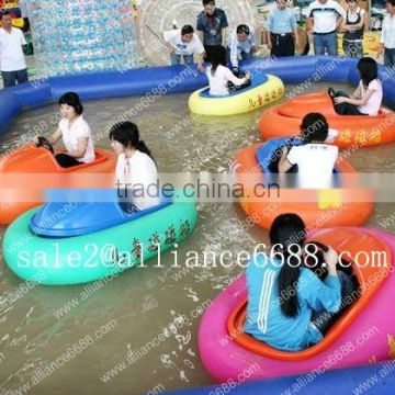 Electric bumper boat and inflatable pool