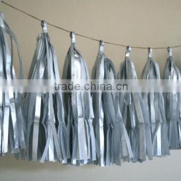 METALLIC SILVER tissue paper tassel garland for wedding decorations silver anniversary