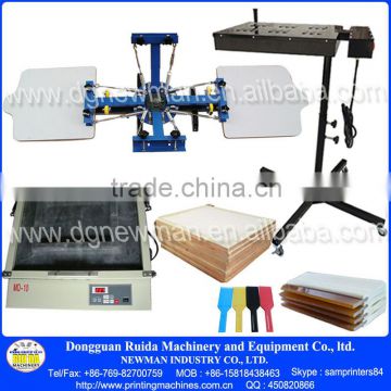 Manual carousel 4 color 2 station silk screen table top flat printer with some materials