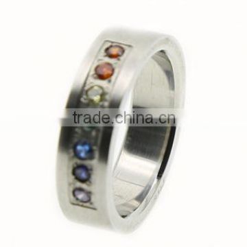 Stainless Steel Colorful CNC Setting Diamond Rings SR-7036