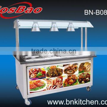Equipment for buffet 6 pan bain marie with cabinet & heat lamps