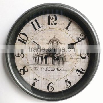 Dia 29 cm Rustic Round Metal Wall Clock
