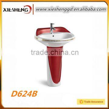 Popular! Bathroom ceramic sanitary ware wash sink floor mounted pedestal basin
