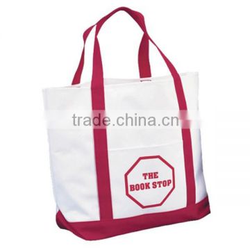 Factory price hot selling canvas tote bag with outside pockets