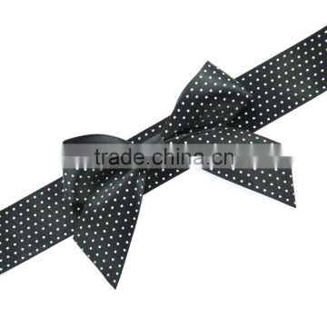 black polka dots grosgrain pre made ribbon bows for gift box