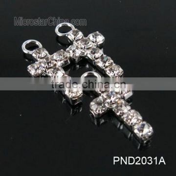 Retro stylish women white copper cute rhinestones cross pendant