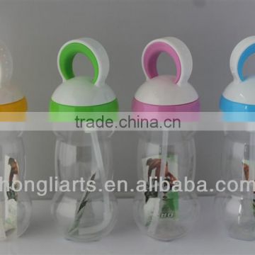350ml bottle gourd children water bottle with straw and handle