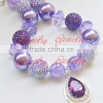 big beads purple crack AB color beads chunky beads kids alloy waterdrop pendant neckalce New Arrival CB684