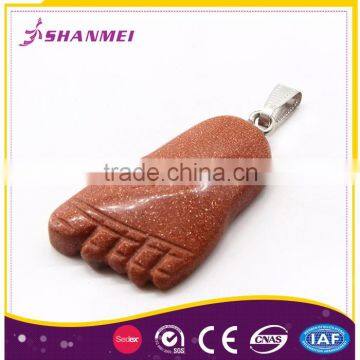 Assessed Supplier Goldstone Foot Shape Natural Stone Pendants