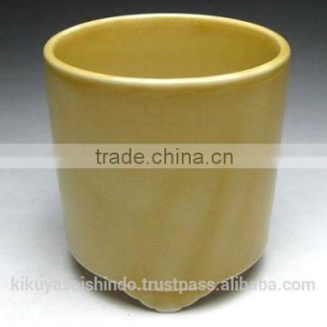 Kohgen Koh Cafe`s Original ceramic incense burner yellow, seto ware