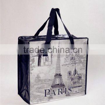 2015 China wholesale recycle pp woven shopping bags with double zipper,fashion woman bag,