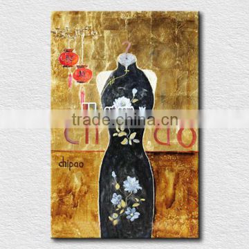 Black Chi-Pao paint pictures oil painting for bedroom wall decoration
