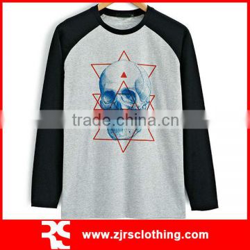 Mens 100% Cotton Long Sleeve T Shirt with Custom Soft Chest Print