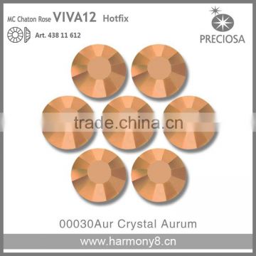PRECIOSA Flat Back Hot Fix Rhinestones, Crystal Aurum MC Chaton Rose VIVA12