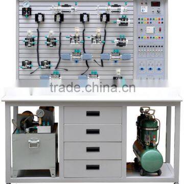 PLC controlled pneumatic and hydraulic training device