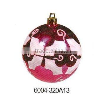 Pink christmas ball with printing pattern