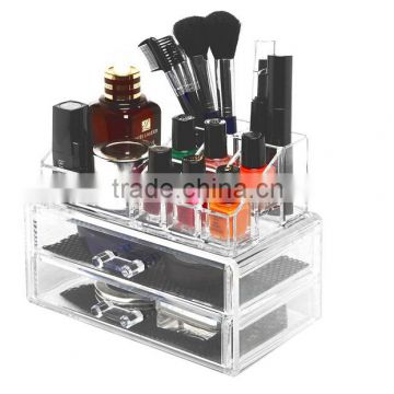 Wholesale 2-Tier Acrylic Jewelry & Cosmetic Storage Display Boxes Two Pieces Set.