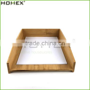 Stackable bamboo office paper tray /a4 paper holder Homex-BSCI