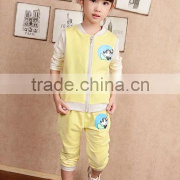 Children zipper clothing wholesale lovely girl suits, cotton