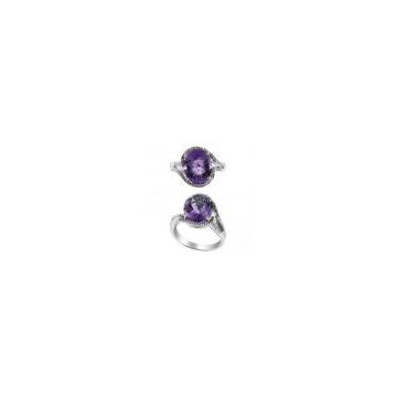 white gold oval amethyst engagement and wedding rings of charming simple style