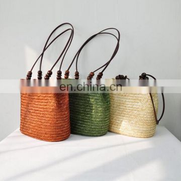 Quite beautiful Candy color beach use straw bag