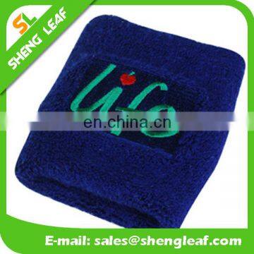 Metallic blue color sweat bands with embroidered