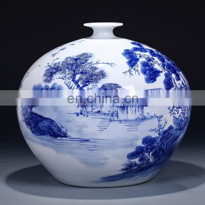 chinese hand painted White And Blue Color Large Porcelain Vases