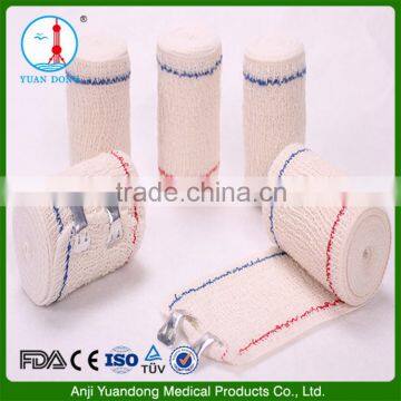 YD 3008 Medical crepe elastic bandage bleached(Red and Blue line)