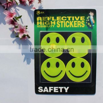 Promotion Smile face PVC Light Reflective Stickers