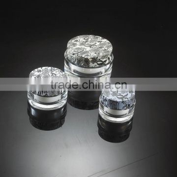 White and Black Pattern Cosmetic Round Straight Acrylic Cream Jars