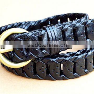 Ladies Skinny braided Genuine leather belt