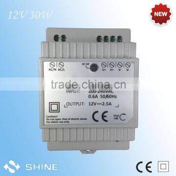 Plastic housing 12v 30w din rail power supply, 12v power supply with 2 years warranty