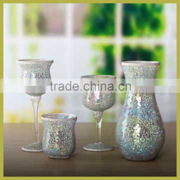 Handmade glass mosaic goblet candle holder, candle holders and vases