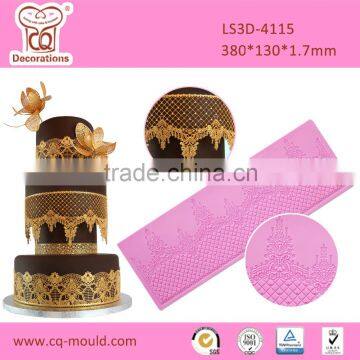 CQ - Sweet lace border 3D silicone lace mat, cake icing lace mat