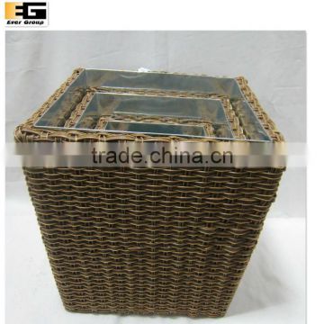 Square plastic wicker baskets