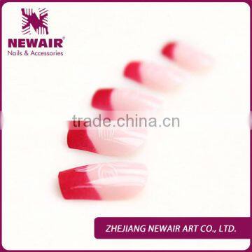 Red Color Classical French False Nail Tips