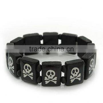 skull & bone wood bead bracelet cheap wood bead bracelet gifts