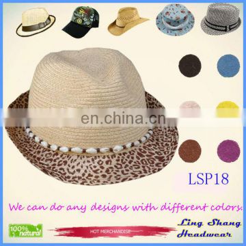 LSP18 Ningbo Lingshang Hot Sale Popular Shell Decoration Women 100% Paper Straw stylish bucket hats