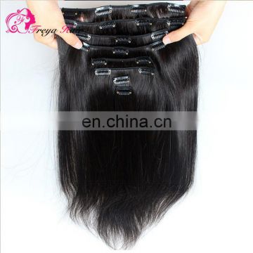 Raw unprocessed virgin indian hair clip in remy human hair extensions