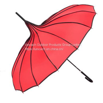Creative Straight Long British Woman Pagoda Umbrella with Package Edge