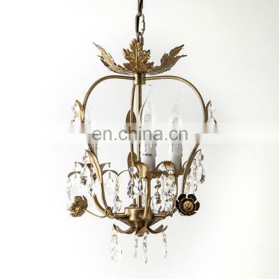 Country style simulation flower candle chandelier with white ceramic roses and metal leaves