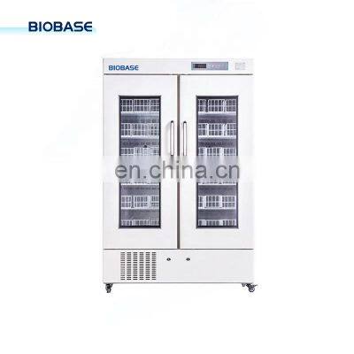 BIOBASE China Blood Bank Refrigerator BBR-4V608 Commercial Blood Bank Refrigerator Glass Two Door for lab