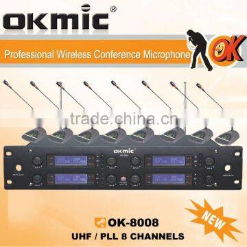 OK-8008 UHF/PLL 8 Channel wirelesss microphone system